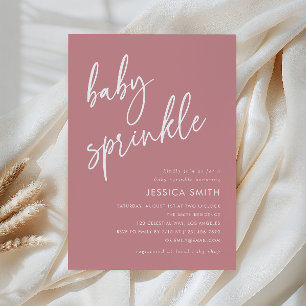 Simple Minimalist Dusty Rose Baby Sprinkle Invitation