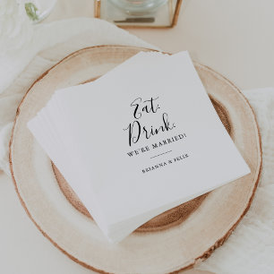 Simple Minimalist Eat Drink We're Married Wedding  Napkin