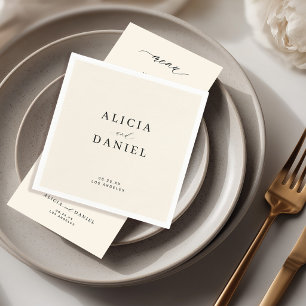 Simple minimalist elegant black and ivory wedding napkin