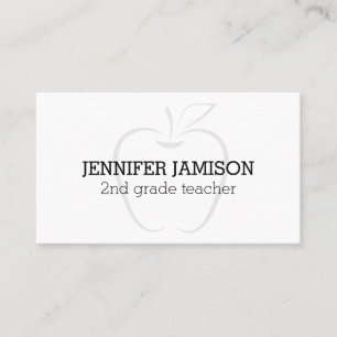Simple Minimalist Elegant Black and White Teacher Business Card