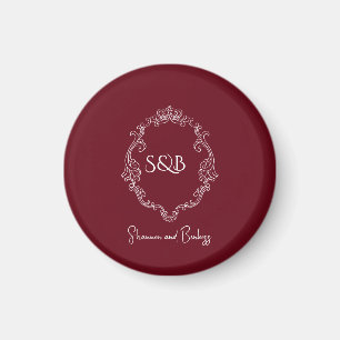 Simple Minimalist elegant burgundy monogram Magnet