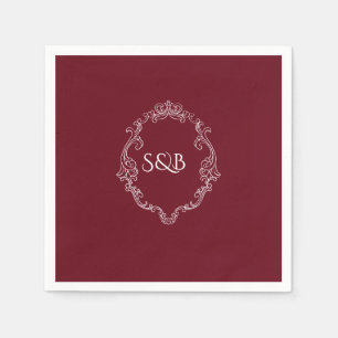 Simple Minimalist elegant burgundy monogram Napkin