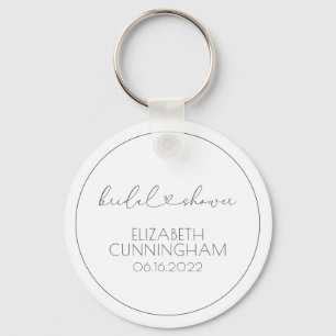 Simple Minimalist Elegant Chic Heart Bridal Shower Key Ring