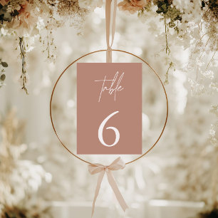 Simple Minimalist Elegant Dusty Rose Table Number
