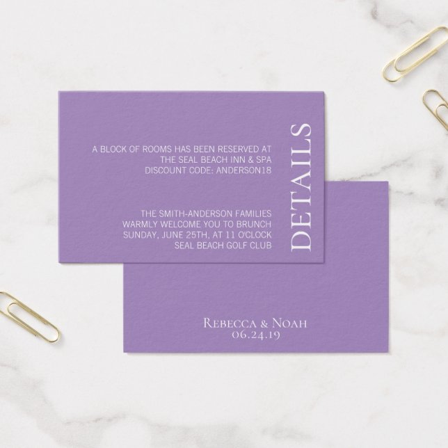 Simple Minimalist Elegant Lavender Text Wedding (Office)