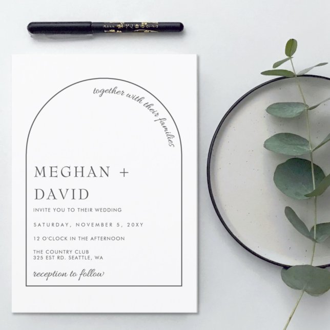 Simple Minimalist Elegant Modern Arch Wedding  Invitation (Creator Uploaded)