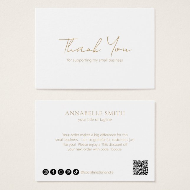 Simple Minimalist Elegant Modern Gold Order Insert (Front & Back)