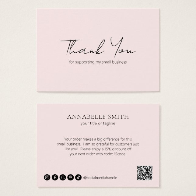 Simple Minimalist Elegant Modern Pink Order Insert (Front & Back)