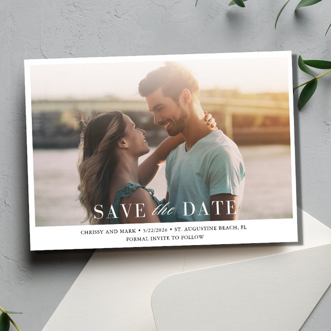 Simple Minimalist Elegant Photo Wedding  Save The Date (Simple Minimalist Elegant Photo Wedding Save The Date)
