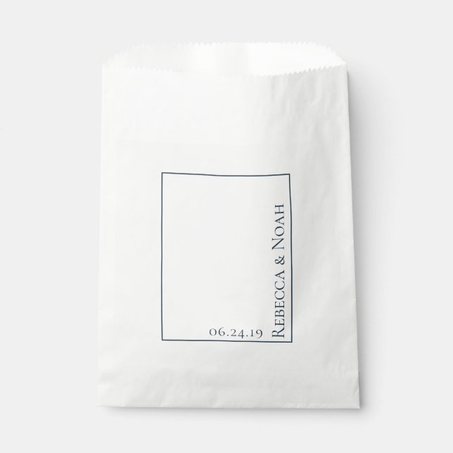 Simple Minimalist Elegant Understated Text Wedding Favour Bags (Front)