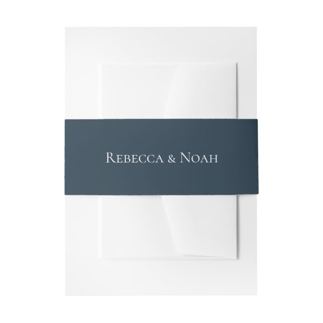Simple Minimalist Elegant Understated Text Wedding Invitation Belly Band (Front Example)
