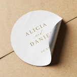 Simple minimalist elegant wedding envelope seal<br><div class="desc">Elegant simple minimal wedding invitation envelope seal sticker featuring a classy stylish chic trendy faux gold calligraphy script. Easy to personalise with your details! Suitable for formal black tie neutral weddings. Please note that the background colour can be changed to match your wedding colour scheme. If comfortable doing it, you...</div>