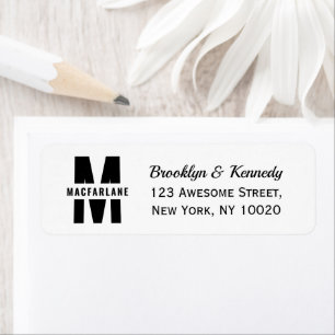 Simple Minimalist Family Black And White Monogram