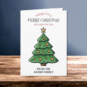 Simple Minimalist Family Christmas Tree Card