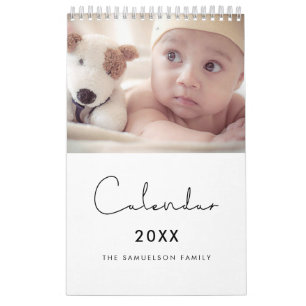 Simple minimalist family photo calendar 2025