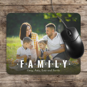 Simple Minimalist Family Photo Script Typography Mouse Pad