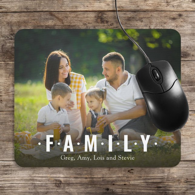 Simple Minimalist Family Photo Script Typography Mouse Pad (Creator Uploaded)