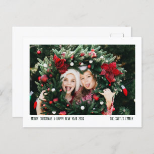 Simple Minimalist Family Portait Christmas Photo Holiday Postcard