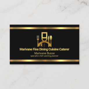 Simple Minimalist Faux Gold Lines Caterer  Business Card