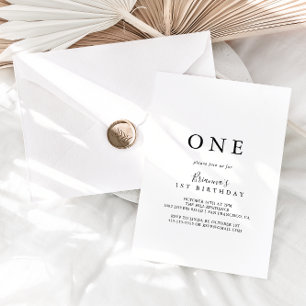 Simple Minimalist First Birthday Party Invitation