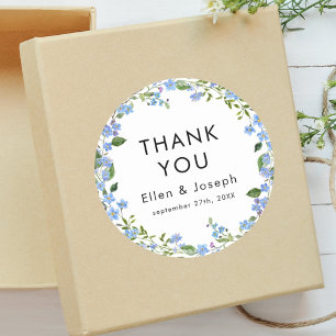 Simple Minimalist Floral Custom Thank You Wedding Classic Round Sticker