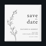 Simple Minimalist Floral Wedding Save the Date Magnet<br><div class="desc">Simple Minimalist Floral Wedding Save the Date</div>
