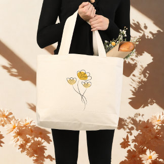 Simple Minimalist Flower Designed Tote Bag