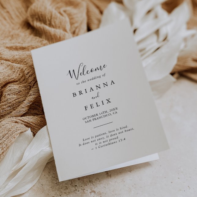 Simple Minimalist Folded Wedding Programme (Creator Uploaded)