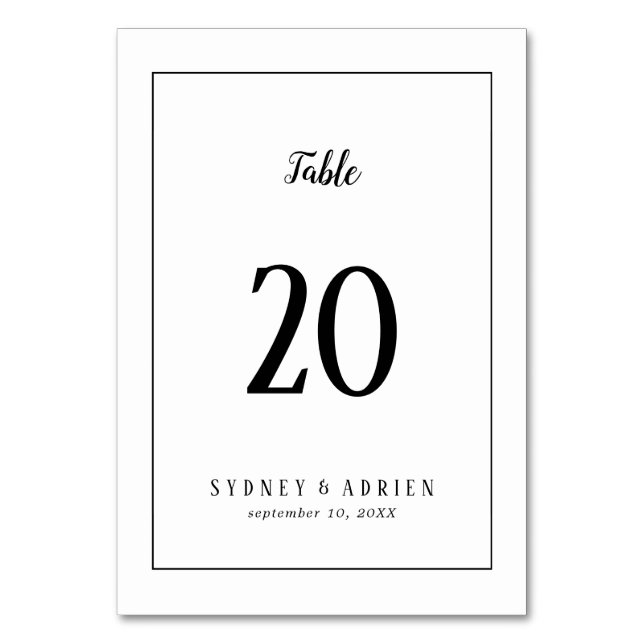 Simple Minimalist Frame Wedding Table Numbers (Front)