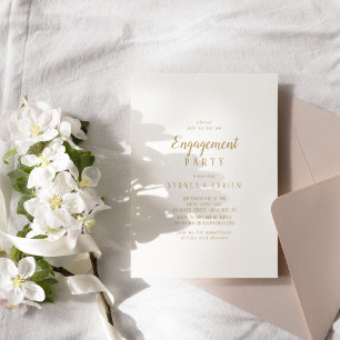 Simple Minimalist Gold Engagement Party Invitation