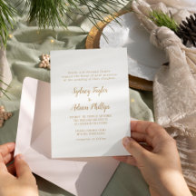 Simple Minimalist|Gold Formal Wedding Invitation