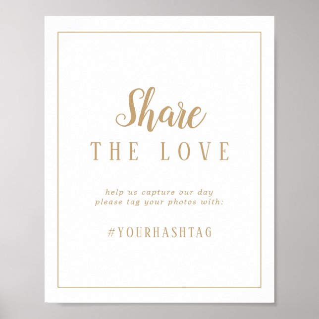 Simple Minimalist|Gold Frame Share the Love Poster (Front)