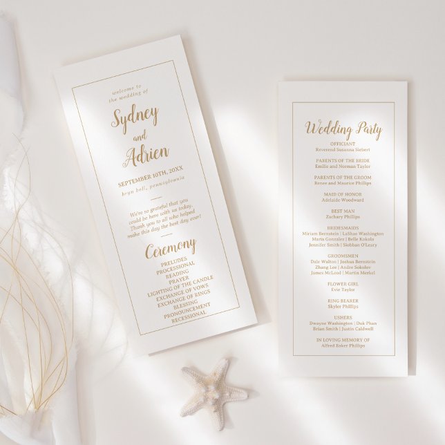 Simple Minimalist|Gold Frame Wedding Programme (Creator Uploaded)