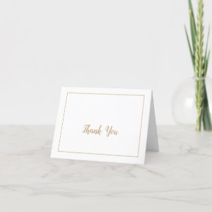 Simple Minimalist Gold Frame Wedding Thank You Card