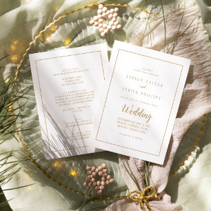 Simple Minimalist Gold Front and Back Frame  Invitation