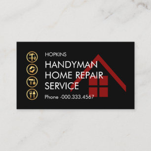Simple Minimalist Gold Handyman Icons Business Card