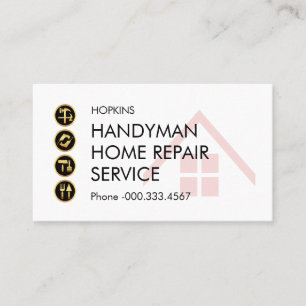 Simple Minimalist Gold Handyman Icons Business Card