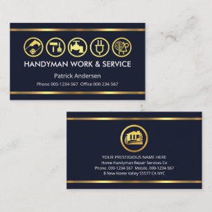 Simple Minimalist Gold Handyman Tools Line Business Card