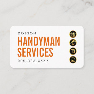 Simple Minimalist Gold Handyman Works Business Card