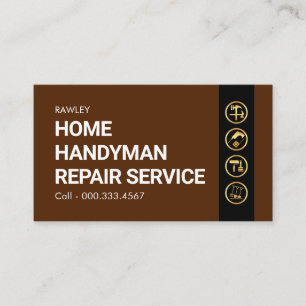 Simple Minimalist Gold Handyman Works Business Card
