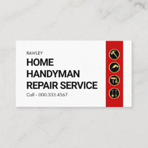 Simple Minimalist Gold Handyman Works Business Card
