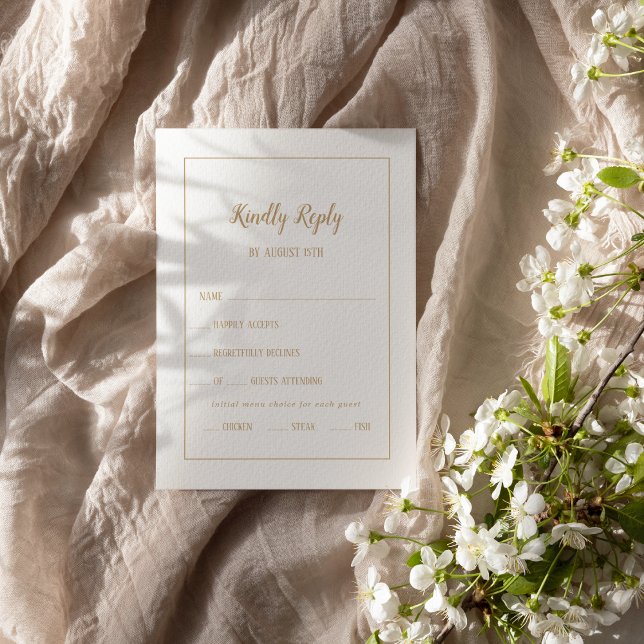 Simple Minimalist|Gold Menu Choice Frame RSVP Card (Creator Uploaded)
