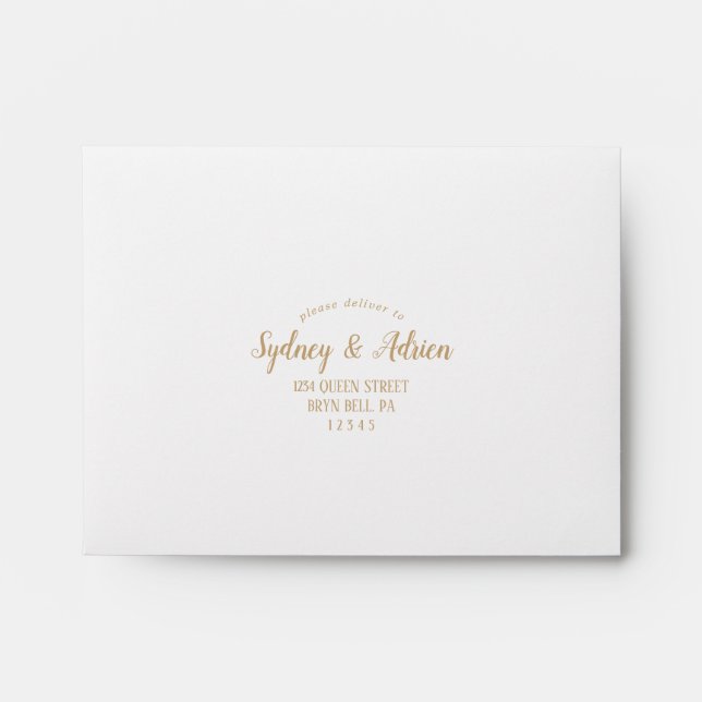 Simple Minimalist|Gold Self-Addressed Frame RSVP Envelope (Front)