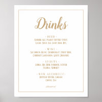 Simple Minimalist|Gold Wedding Drinks Menu Frame