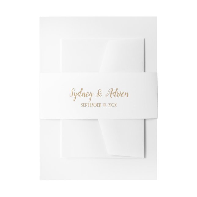 Simple Minimalist|Gold Wedding Invitation Belly Band (Front Example)