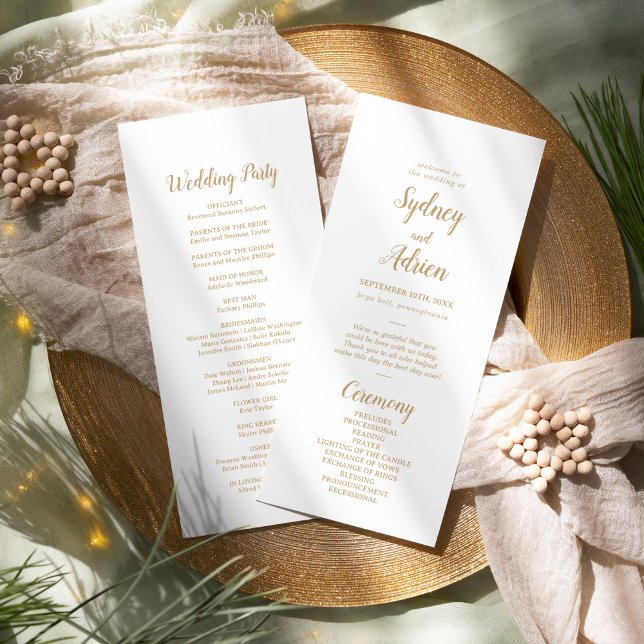 Simple Minimalist|Gold Wedding Programme (Creator Uploaded)