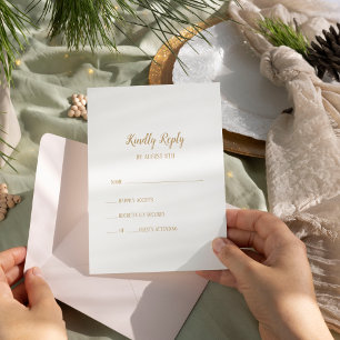 Simple Minimalist Gold Wedding RSVP Card