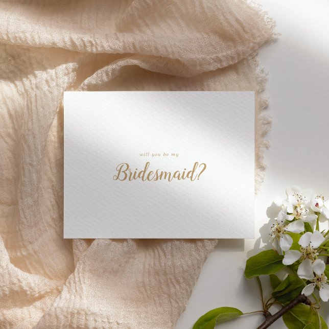 Simple Minimalist|Gold Will You Be My Bridesmaid Card (Creator Uploaded)