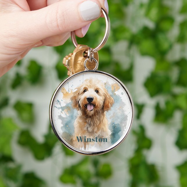 Simple Minimalist Goldendoodle Pet Dog Keepsake  Key Ring (Creator Uploaded)