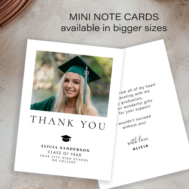 Simple minimalist graduation photo thank you card (Creator Uploaded)